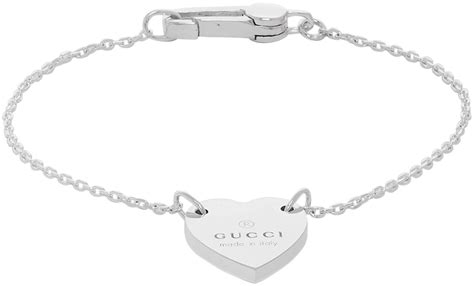 gucci silver trademark heart bracelet.|Gucci trademark heart silver necklace.